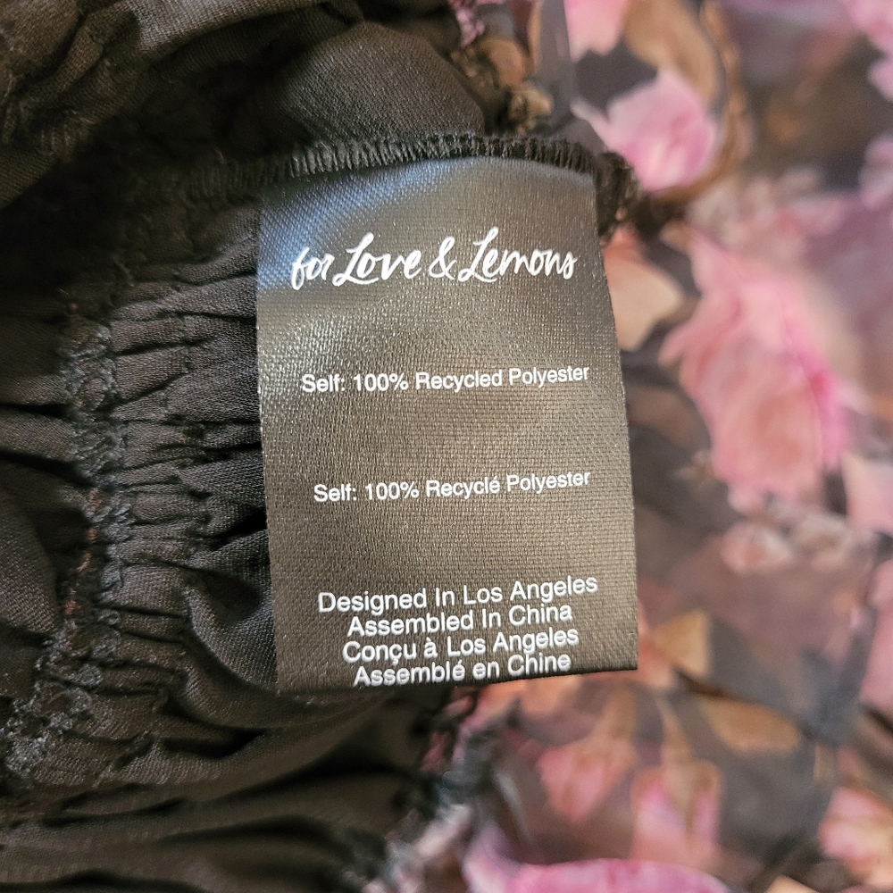 For Love & Lemons Sunshine Sheer Floral Puff Sleeve Crop Top - Size S - Picture 6 of 7
